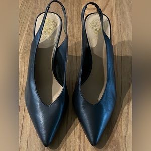 Vince Camuto Women’s Size 10 M Bienne Black Leather Slingback Heel Pointed Toe